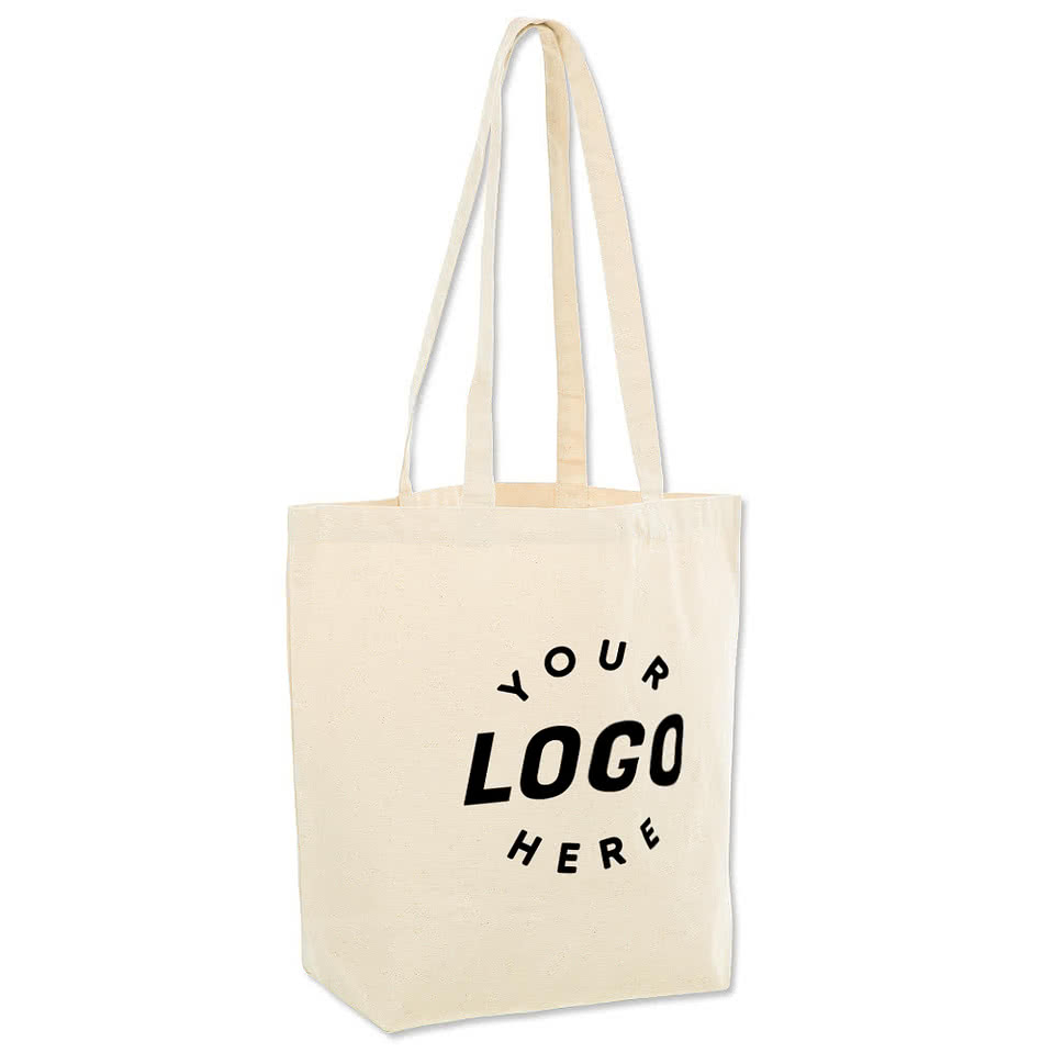 Design Custom Printed Large Natural Gusseted 100% Cotton