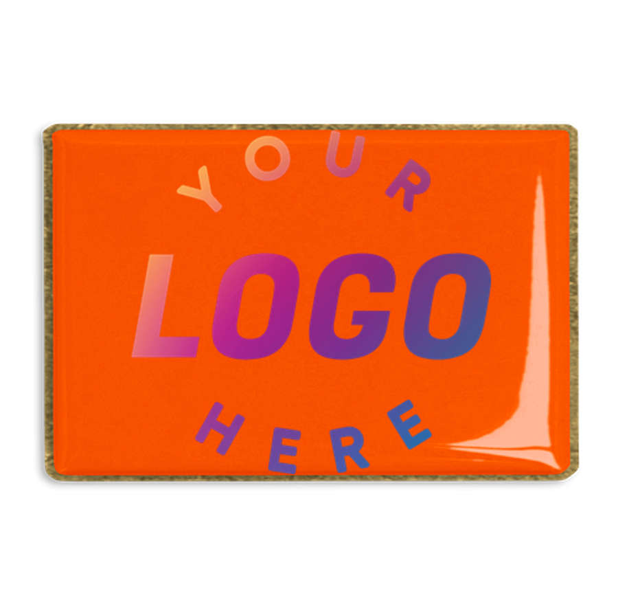Rectangular Lapel Pin in Orange / Brass