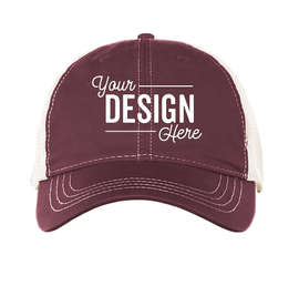 Pacific Headwear Vintage Snapback Trucker Hat - Color: Maroon / Ivory / Maroon