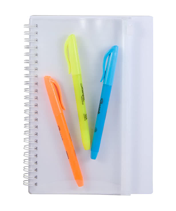 Hard Cover Spiral Notebook with Clear Pocket