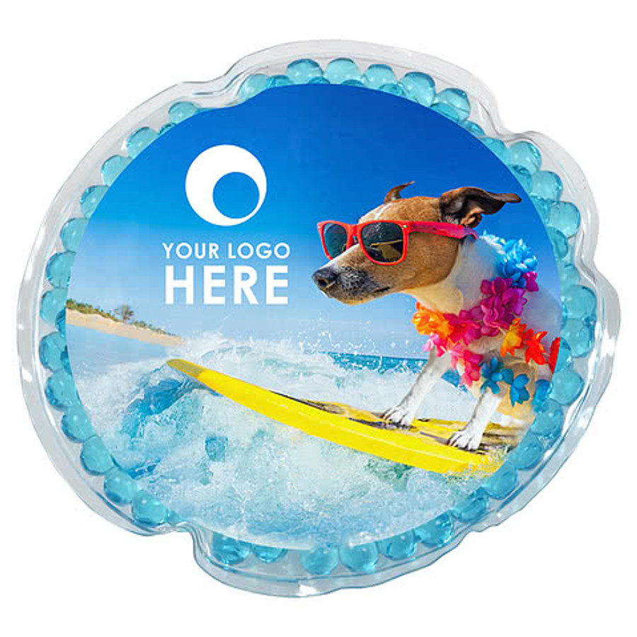 Full Color Surf'n Dog Round Aqua Pearls Hot/Cold Pack in Aqua Blue