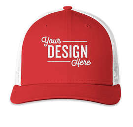 New Era Snapback Low Profile Trucker Hat - Color: Scarlet / White