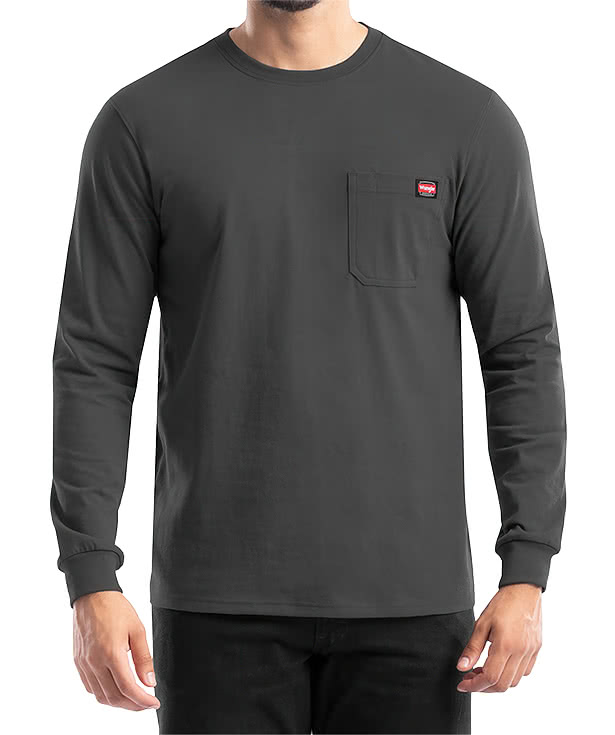 Wrangler Workwear Heavyweight Long Sleeve Pocket T-shirt - Embroidered