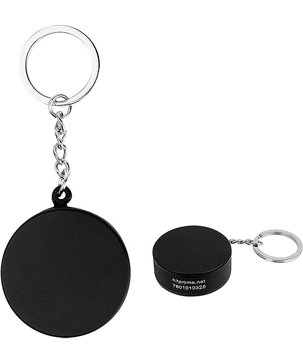 Hockey Puck Stress Reliever Keychain