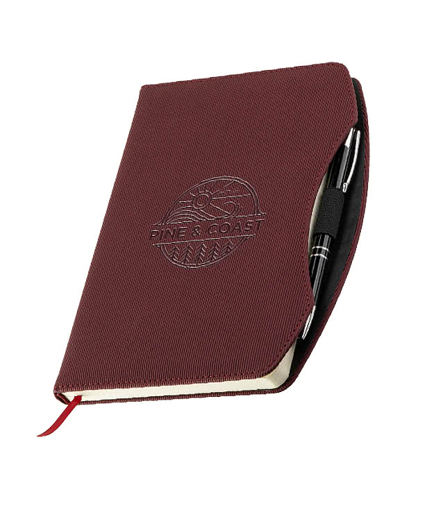 Debossed Arc Hard Cover Notebook with Pen