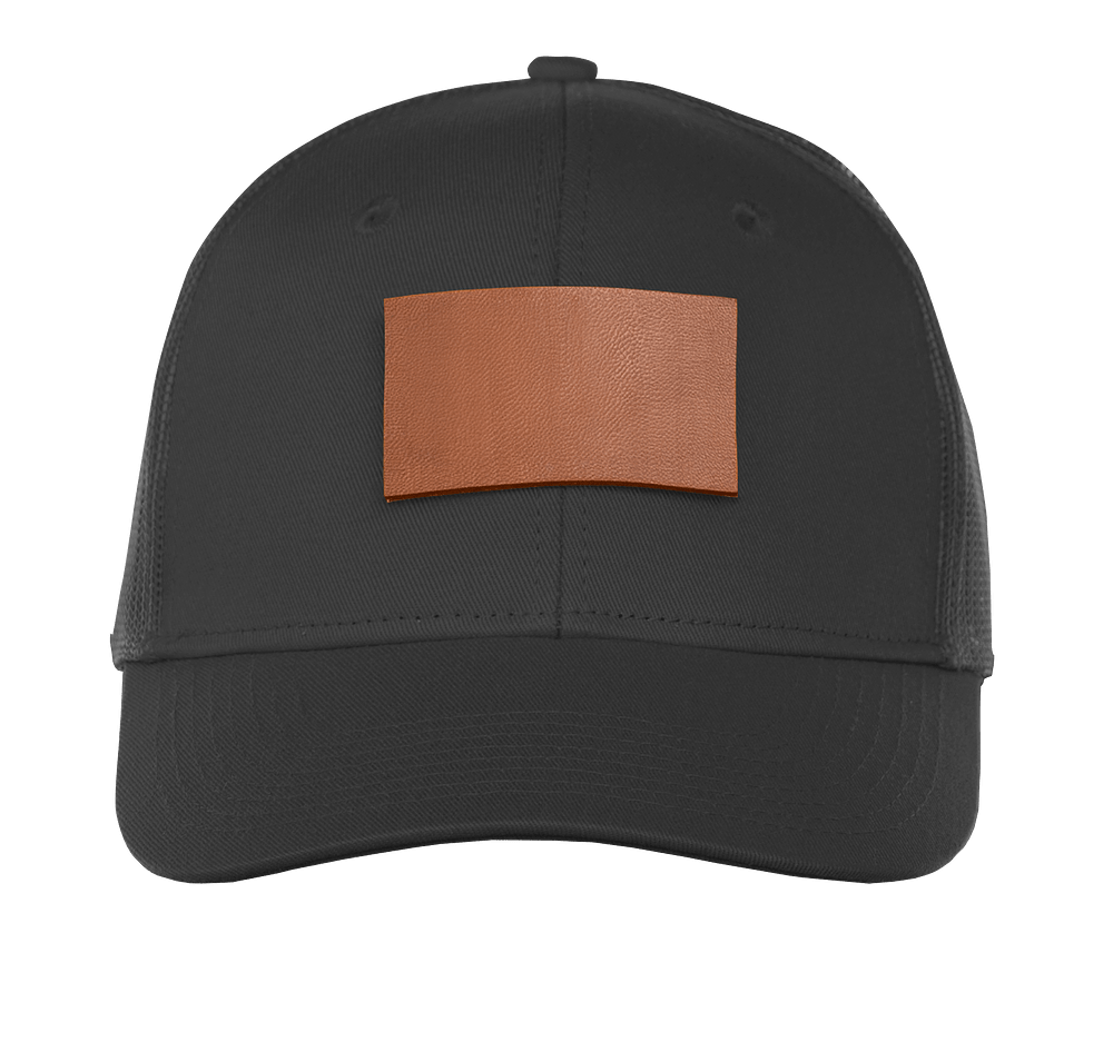Port Authority Snapback Trucker Hat-Rectangle Faux Leather Patch-Laser Engraved-default