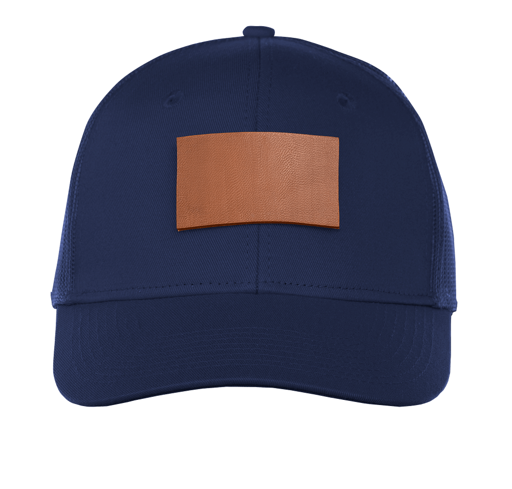 Port Authority Snapback Trucker Hat-Rectangle Faux Leather Patch-Laser Engraved-default