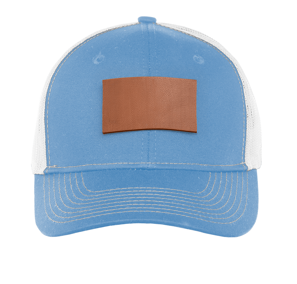 Port Authority Snapback Trucker Hat-Rectangle Faux Leather Patch-Laser Engraved-default