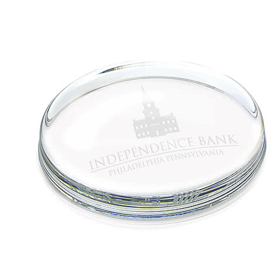 Laser Engraved Oval Paperweight in Clear