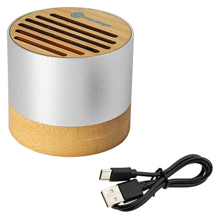 EcoSound Bamboo & Recycled Aluminum Wireless Speaker in Silver