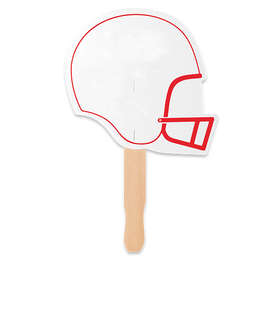 Full Color Helmet Shaped Hand Fan - Color: Red