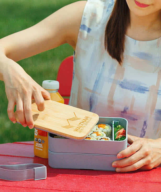 Double Decker Lunch Box with FSC Bamboo Lid & Utensils
