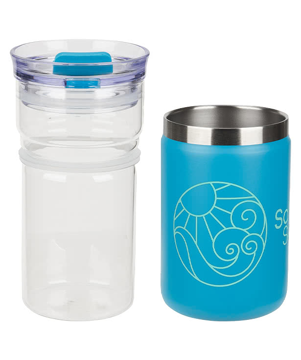 12 oz. 2-in-1 Tamari Glass Tumbler & 11 oz. Insulated Cooler
