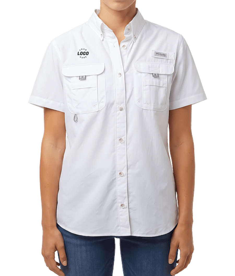 Columbia Women's PFG Bahama UPF 50 Short Sleeve Performance Fishing Shirt in White