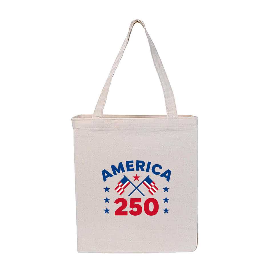 Full Color Patriotic Gusseted Cotton Tote Bag