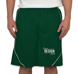 Sport-Tek Micro-Mesh Reversible Contrast Shorts - Color: Forest Green / White