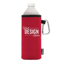 Foldable Large Bottle KOOZIE ® w/ carabiner - Color: Red