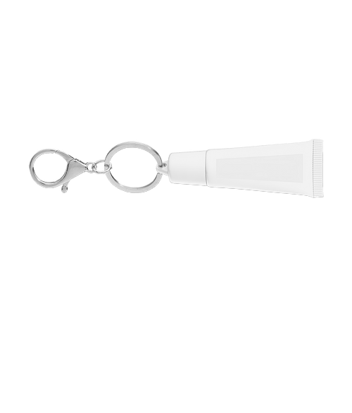 Squeeze Tube Lip Moisturizer with Key Ring in WHITE