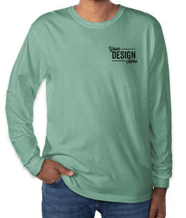 Comfort Colors 100% Cotton Long Sleeve T-Shirt - Embroidered - Color: Seafoam