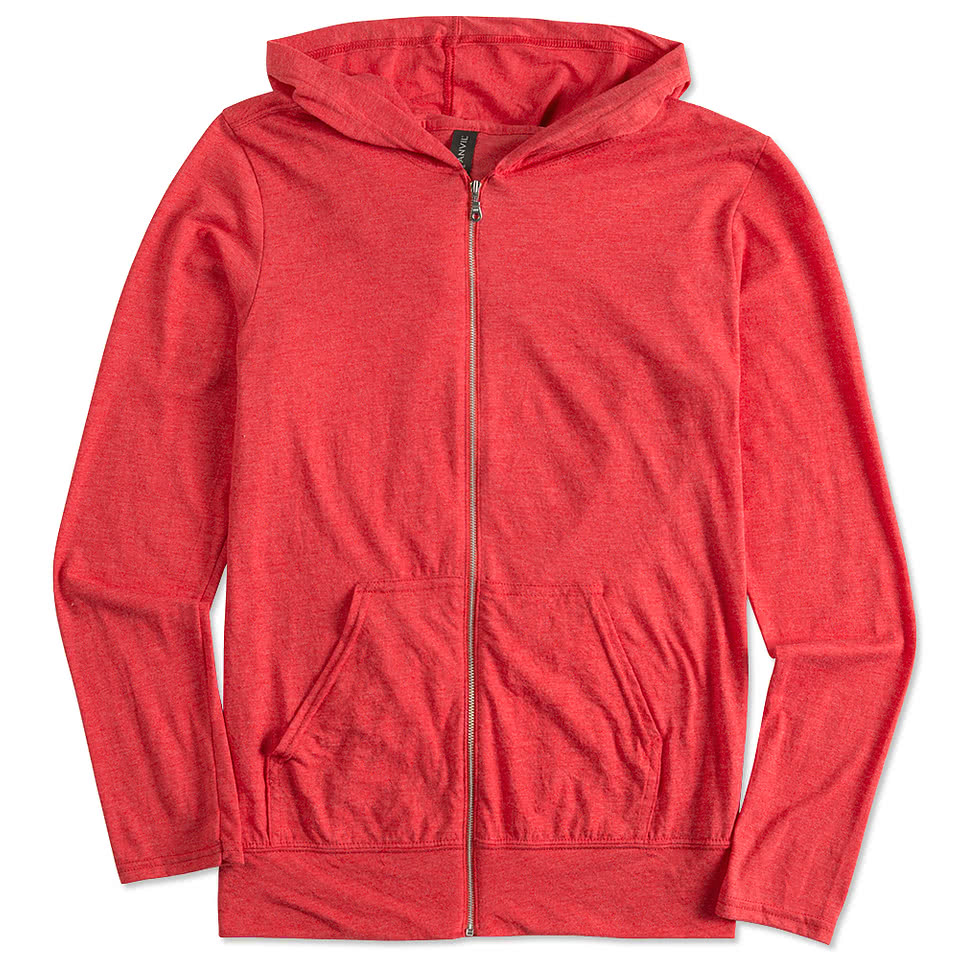Anvil Tri-Blend Full Zip T-shirt Hoodie