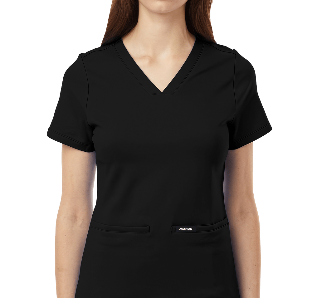 Jaanuu Women's Cesi Ultrasoft Two-Pocket V-Neck Scrub Top - Embroidered-default