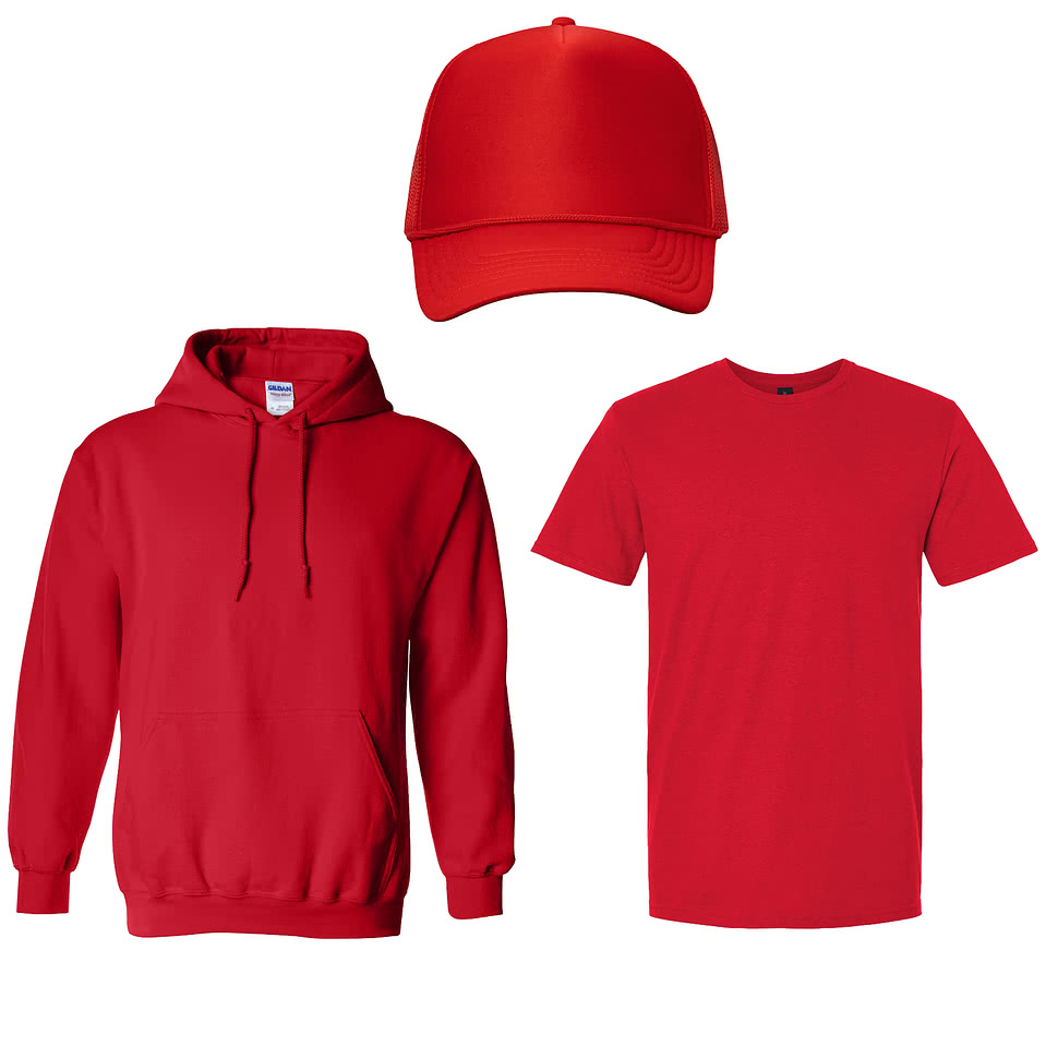Custom Apparel Bundle: Tee, Trucker Hat & Hoodie Set - Sample