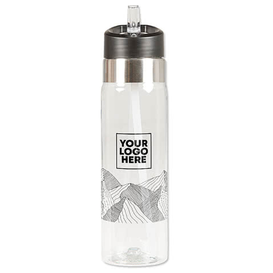 Mountain Peaks 20 oz. Flip Straw Tritan Sport Water Bottle in Clear / Black