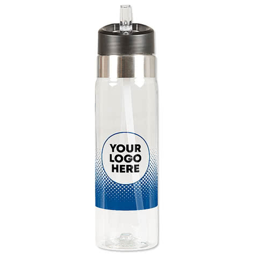 Gradient 20 oz. Flip Straw Tritan Sport Water Bottle in Clear / Blue