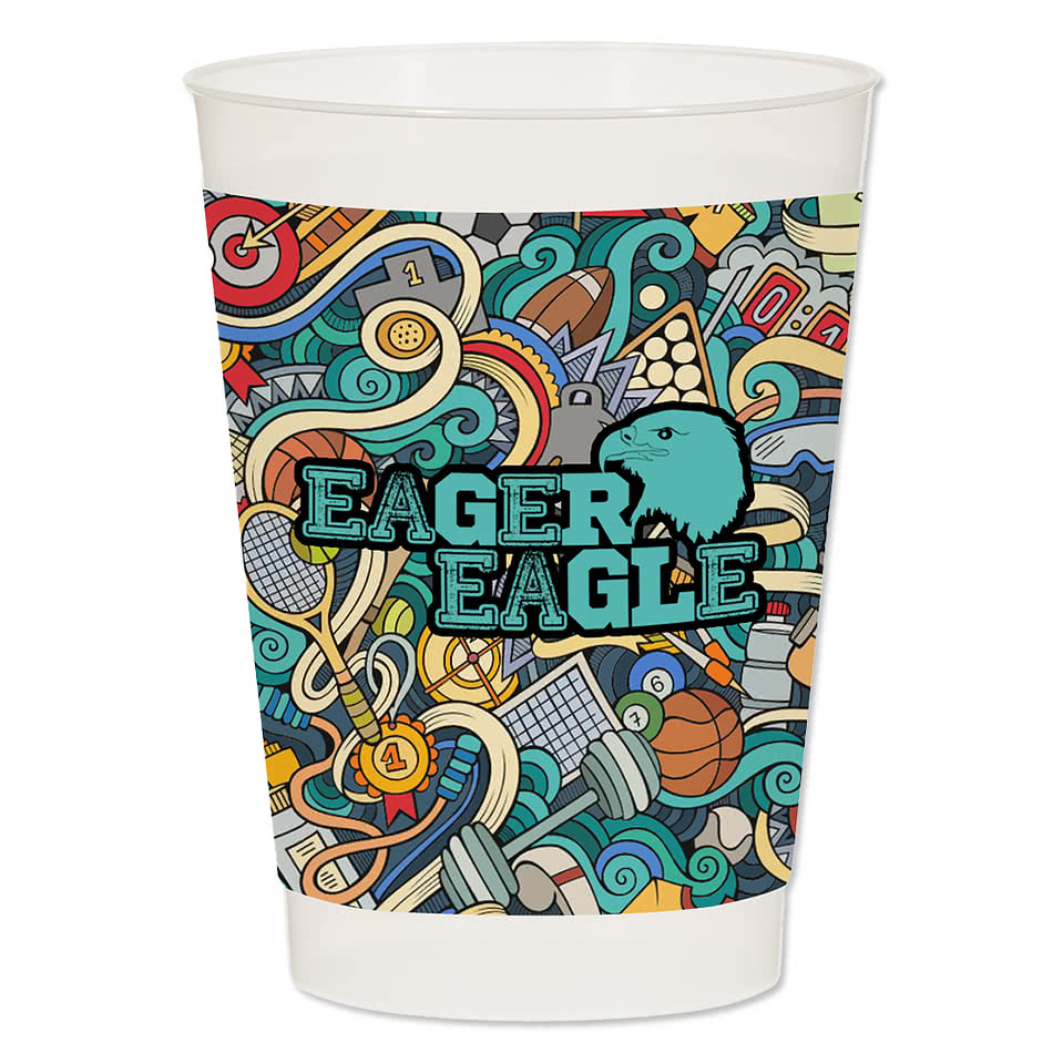 Full Color 10 oz. Frost Flex Plastic Stadium Cup (Case of 500)