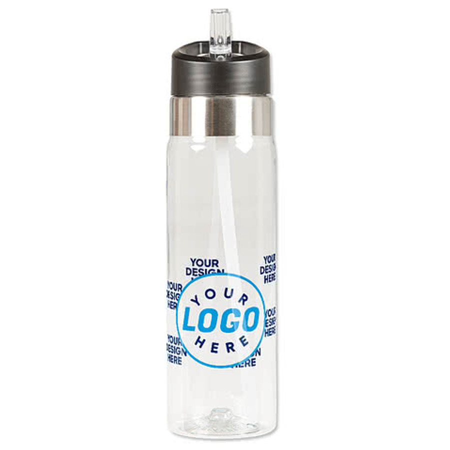 Full Color Wrap 20 oz. Flip Straw Tritan Sport Water Bottle in Clear