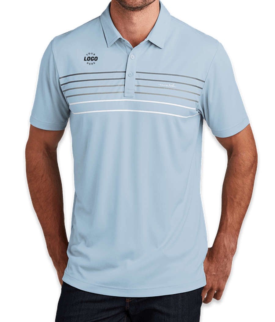 TravisMathew Coto Striped Performance Polo - Printed in Kentucky Blue Heather