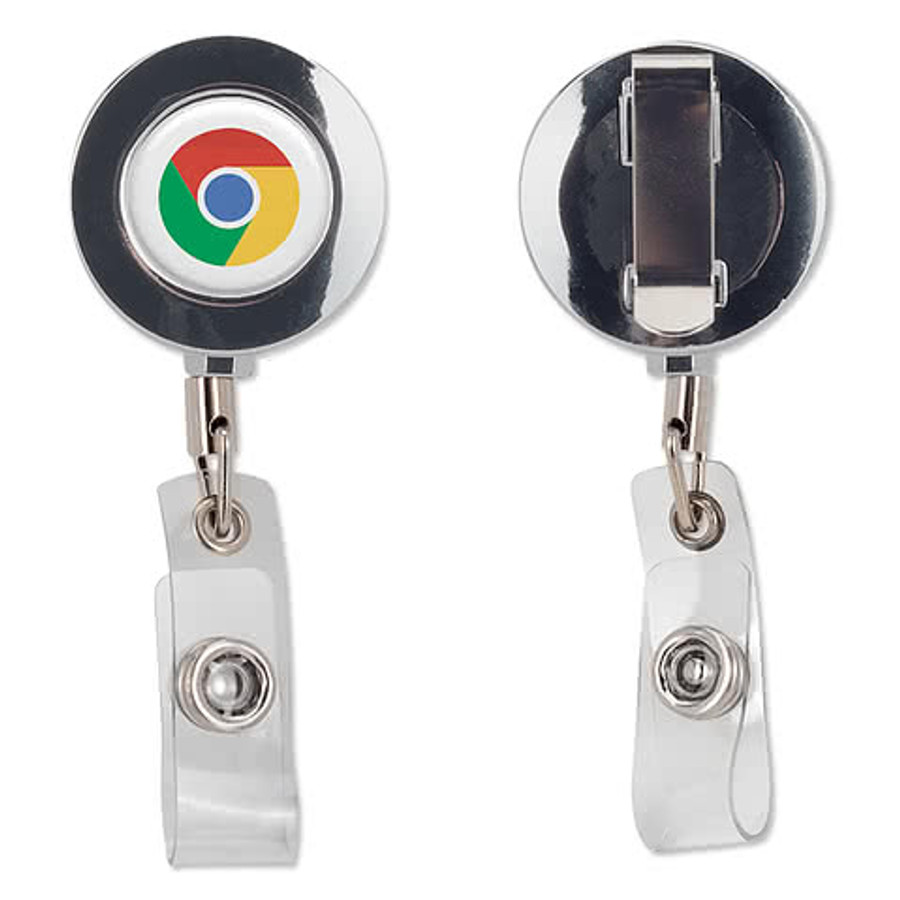 Full Color Metal Retractable Badge Holder with Belt Clip in Maroon