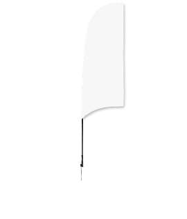 Full Color 9’ Streamline Razor Flag with Ground Spike - Color: White