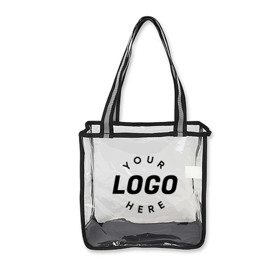 Diamond Clear Zippered Tote Bag with Canvas Trim in Clear