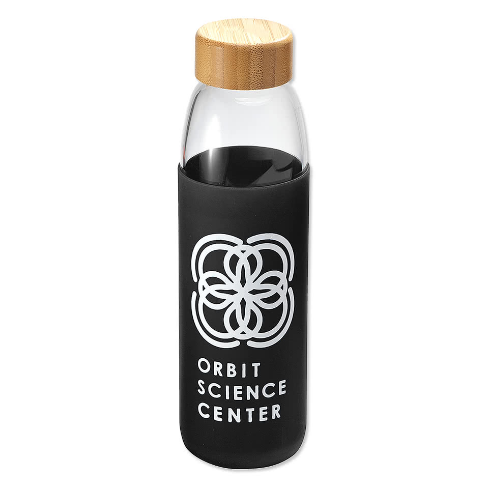 18 oz. Kai Glass Water Bottle with Bamboo Lid