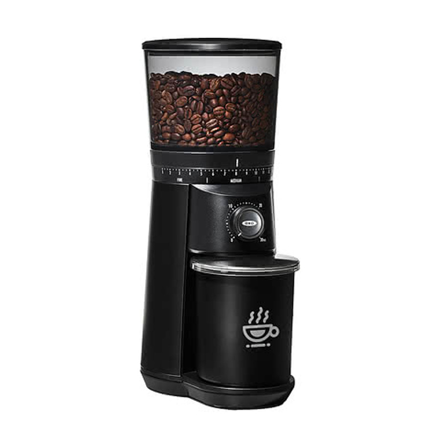 Laser Engraved OXO Brew Conical Burr Coffee Grinder in Black