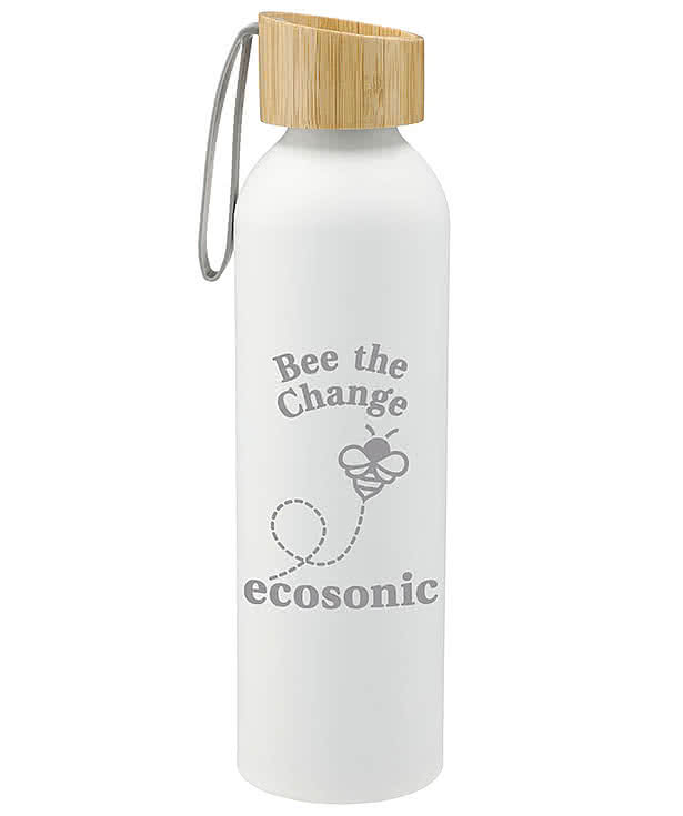Laser Engraved 22 oz. Ryze Aluminum Sports Water Bottle with Bamboo Lid