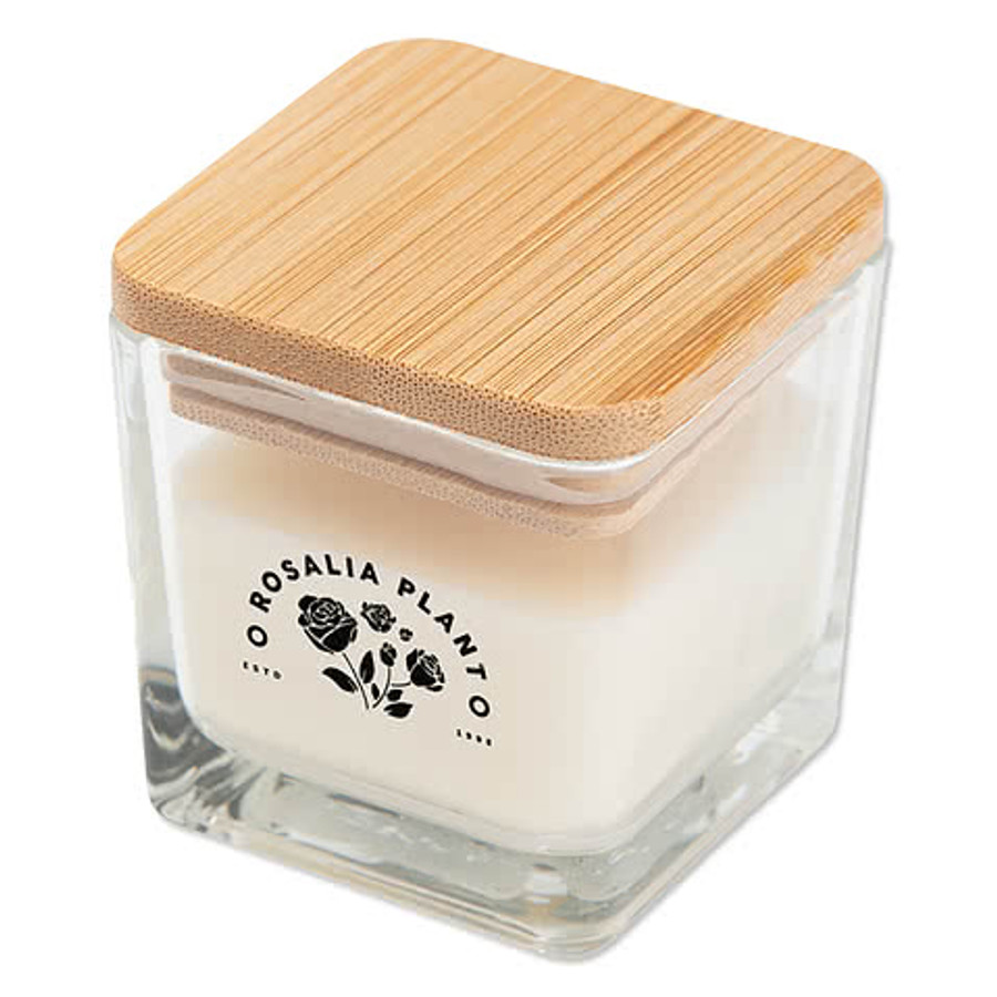 Mini Scented Candle with Bamboo Lid in Clear
