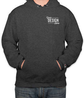 Embroidered Champion Powerblend Pullover Hoodie - Color: Charcoal Heather