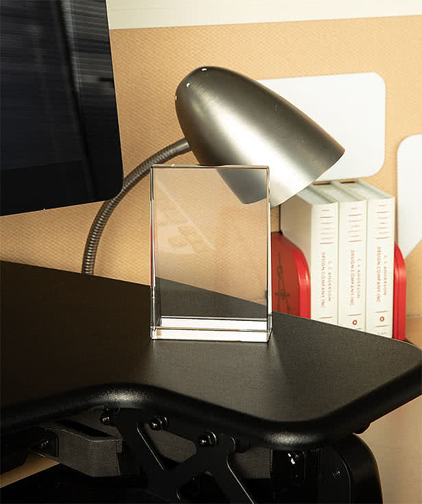 Laser Engraved 5" Glass Wedge Award
