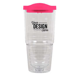 24 oz. Insulated Tumbler - Color: Pink / Clear