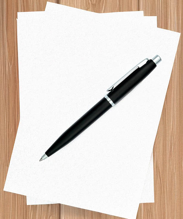 Laser Engraved Sheaffer VFM Matte Black Ballpoint Pen (black ink)