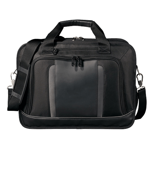 Debossed Velocity 17" Computer Briefcase in Black