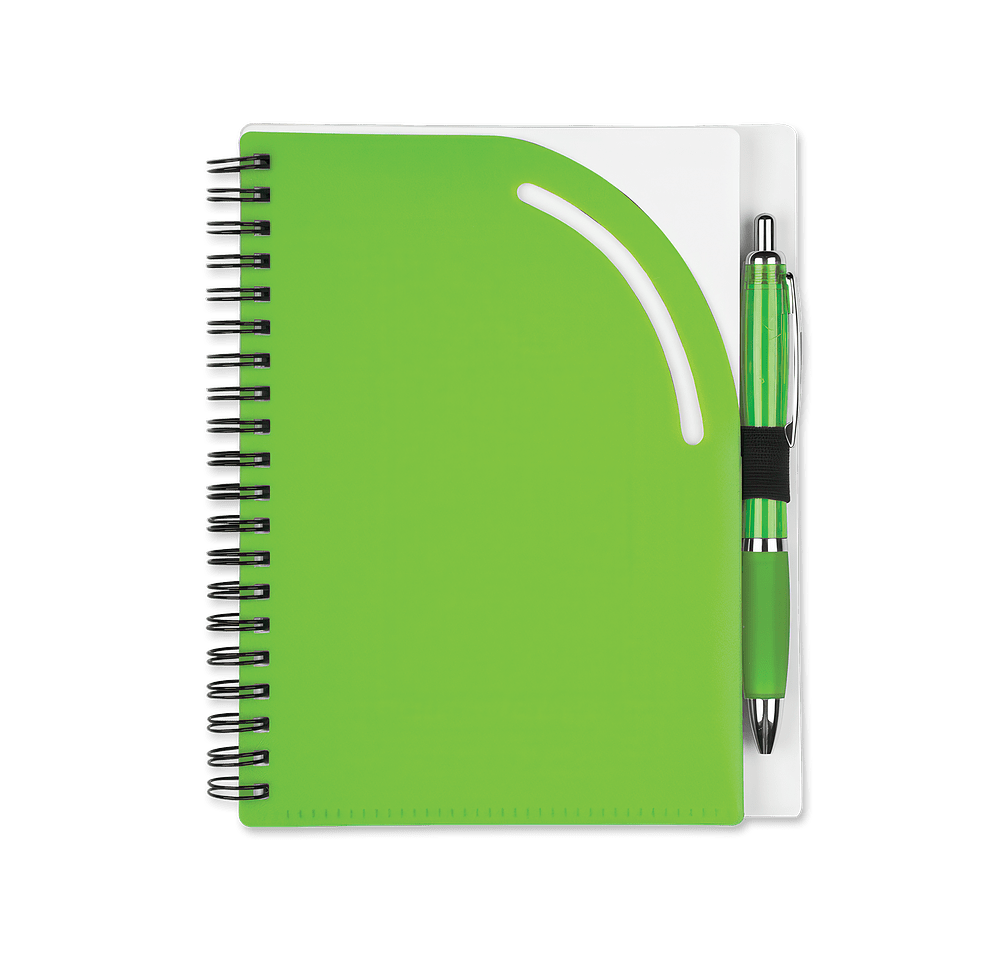 Curvy Top Hard Cover Spiral Notebook with Pen-default