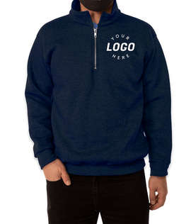 Bayside USA-Made Quarter-Zip Pullover Sweatshirt - Color: Navy