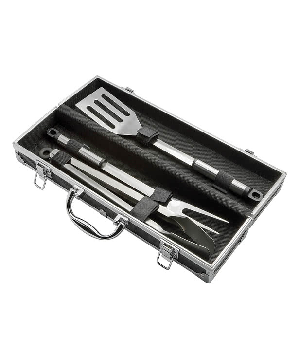 Laser Engraved 3-Piece BBQ Set with Aluminum Case