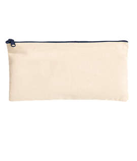 Large Natural Canvas Pouch with Colored Zipper - Color: Natural / Navy