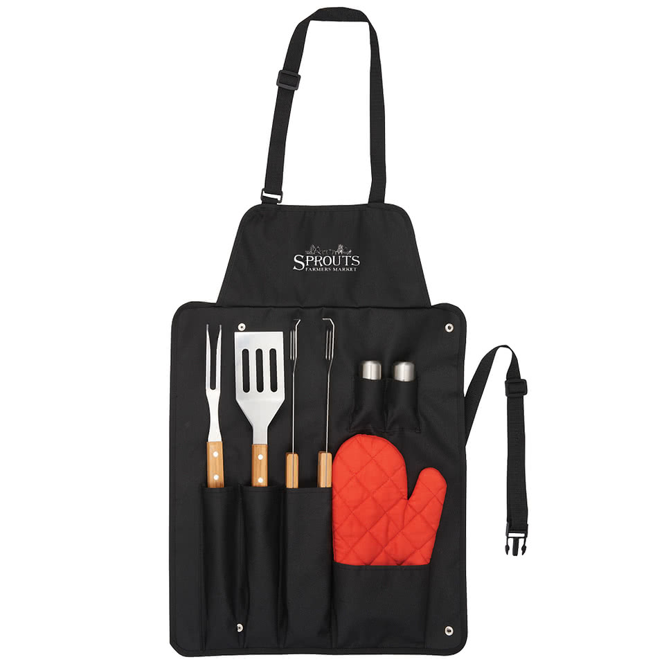 BBQ Now Apron and 7-Piece BBQ Set