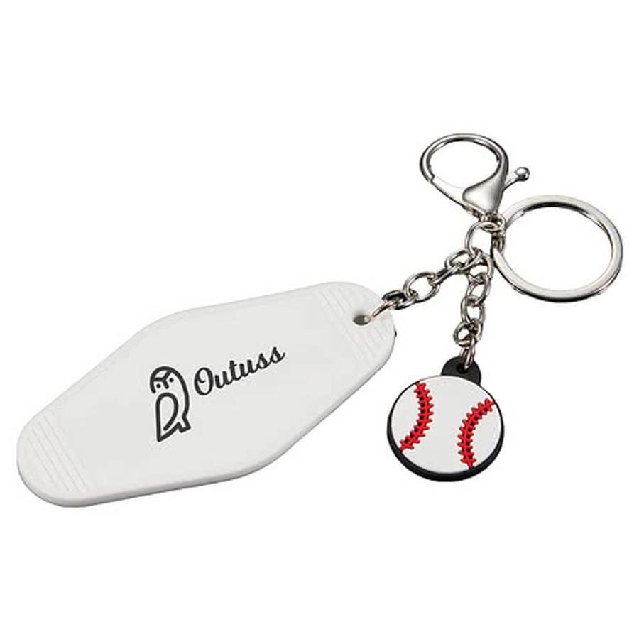 Baseball Motel Keychain in White