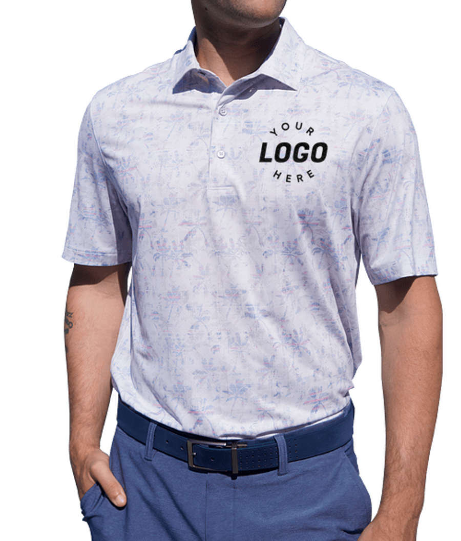 Greg Norman Crosshatch Palm UPF 50 Performance Polo - Embroidered in White